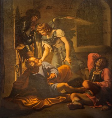 ROME, ITALY - MARCH 26, 2015: The Liberation Of Saint Peter painting by Domenichino (1581 - 1641) in church Chiesa di San PIetro in Vincoli.