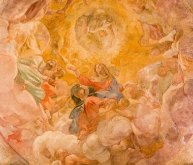 ROME, ITALY - MARCH 27, 2015: The Assumption of Vigin fresco in cupola of side chapel by Giovanni Lanfranco (1613) in Basilica di Sant Agostino (Augustine)