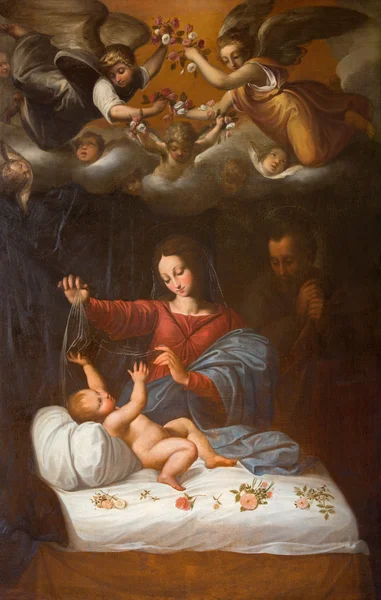 Rom, italien - 27. märz 2015: die rosenmadonna von d. spagnolo (1589) in basilica di sant agostino (augustine)). — Stockfoto