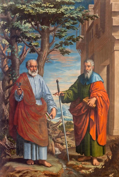 GRANADA, SPAIN - MAY 31, 2015: The painting of St. Paul and st. Peter in church Monasterio de la Cartuja by Fray Juan Sanchez Cotan (1560 - 1627) in Sala del S. Pablo y S. Pedro. — 图库照片