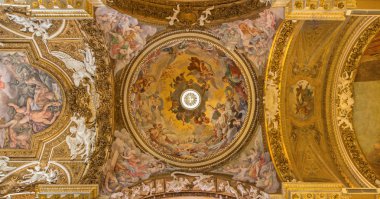 ROME, ITALY - MARCH 24, 2015: The Assumption of Virgin Mary fresco in cupola by Giovanni Domenico Cerrini (1675) in church Chiesa di Santa Maria della Vittoria.