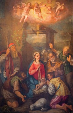 ROME, ITALY - MARCH 26, 2015: The Adoration of shepherds paint by Durante Alberti (1538 - 1613) in church Chiesa Nuova (Santa Maria in Vallicella).