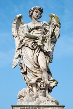 ROME, ITALY - 27 Mart 2015: Kırbaçlı Angel - Ponte Sant 'Angelo - Angels Bridge - Lazzaro Morelli tarafından tasarlandı