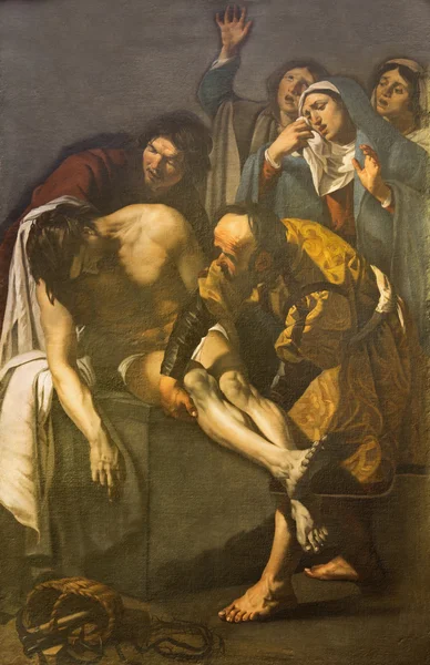 ROME, ITALY - MARCH 27, 2015: The Deposition of the Cross by Dirk van Baburen 1617 in church San Pietro in Montorio. — Stockfoto