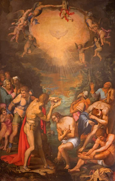 ROME, ITALY - MARCH 27, 2015: The painting of Baptism of Christ by Daniele da Volterra in church San Pietro in Montorio from 16. cent. — Stock Photo, Image