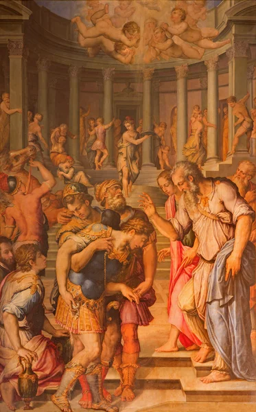 ROME, ITALY - MARCH 27, 2015: The painting of st. Paul before the Ananias by Giorgio Vasari in church San Pietro in Montorio from 16. cent. — Stok fotoğraf