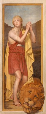Rome, İtalya - 25 Mart 2015: Genç Kral David tarafından kilise Chiesa della Trinita dei Monti yıl 1571 Paolo Cespedes ve Şapel yükünün fresk.