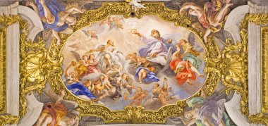 ROME, ITALY - MARCH 25, 2015:  The detail of fresco on ceiling of church Chiesa del Jesu 