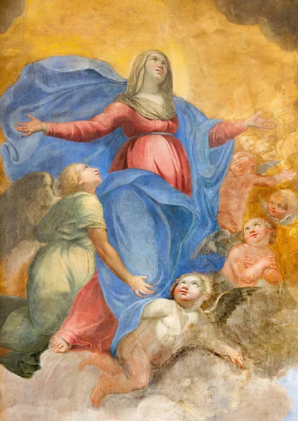 ROME, ITALY - MARCH 27, 2015: The fresco of Immaculate Conception av Giuseppe Vasconio (tidlig 17. cent.) i Basilica di Sant Agostino (Augustine ). – stockfoto