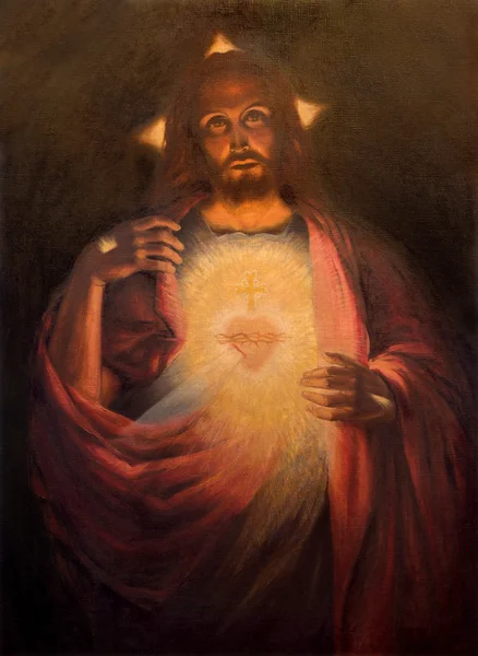Roznava, Slowakei - 7. April 2014: das Herz des auferstandenen Jesus Christus vom Maler tichy aus dem Jahr 1926 in der Sakristei der Kathedrale. — Stockfoto