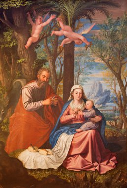 GRANADA, SPAIN - MAY 31, 2015: The Holy Family painting in main nave of church Monasterio de la Cartuja  by Fray Juan Sanchez Cotan (1560 - 1627).