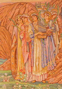 ROME, ITALY - MARCH 24, 2015: The mosaic of saints women by Edward Burne-Jones (1833 - 1898) in main apse of anglicans church Chiesa di San Paolo dentro le Mura.