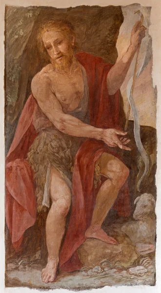 Rome, Italië - 27 maart 2015: De fresco van St. Johannes de Doper door A. Nucci (1587-1588) door in Basilica di Sant Agostino (Augustine). — Stockfoto