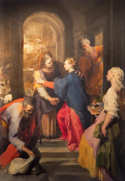 Rom, italien - 26. märz 2015: die bemalung der visitation von federico barocci (1528 - 1612) in der barocken kirche chiesa nuova (santa maria in vallicella). — Stockfoto