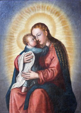 GRANADA, SPAIN - MAY 31, 2015: The Madonna with the child by by Fray Juan Sanchez Cotan (156 - 1627) in church Monasterio de la Cartuja in Sala de San Pedro y San Pablo.