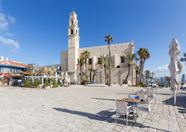 Tel Aviv, İsrail - 2 Mart 2015: St. Peters kilisede eski Jaffa, Tel Aviv