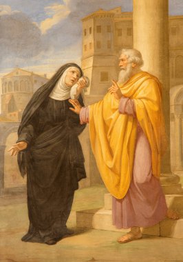 ROME, ITALY - MARCH 27, 2015: The fresco of st. Augustine and his mother st. Monica in Basilica di Sant Agostino (Augustine) by  by Pietro Gagliardi form 19. cent.