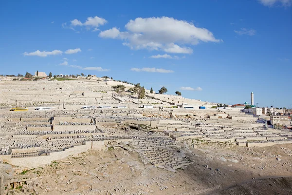 Jerusalém - O cemitério judaico no Monte das Oliveiras . — Fotografia de Stock