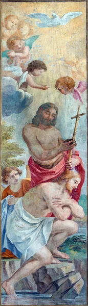 ROME, ITALY - MARCH 26, 2015: The fresco of The Baptism of Christ by Giacinto Gimignani (1606 - 1681) in church Chiesa di Santa Maria ai Monti. — Stock Photo, Image