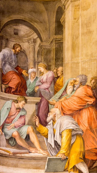 ROMA, ITÁLIA - Março 27, 2015: São Marcos Evangelista afresco na igreja Santa Maria dell Anima por Sermoneta (1521-1580 ). — Fotografia de Stock
