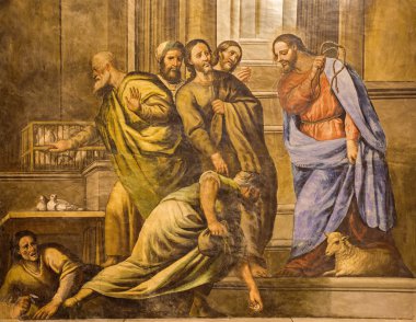 Granada, İspanya - 29 Mayıs 2015: İsa Cleanses 18. cent Monasterio de San Jeronimo Juan de Medina tarafından kiliseden tapınakta olarak sahnenin açık havada.