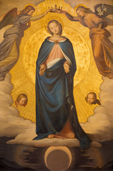 ROME, ITALY - MARCH 25, 2015: The Immaculate Conception paint by Phillip Veit (1830) in church Chiesa della Trinita dei Monti.