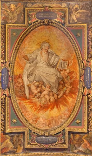 ROME, ITALY - MARCH 25, 2015: The fresco the God of Eternity by Jacopo Zucchi (1595 - 1596) on the ceiling of The Aldobrandini chapel in church Chiesa San Marcello al Corso. — Stock fotografie