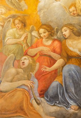 ROME, ITALY - MARCH 27, 2015: The fresco of angels choirs by Giuseppe Vasconio (early 17. cent.) in Basilica di Sant Agostino (Augustine). clipart