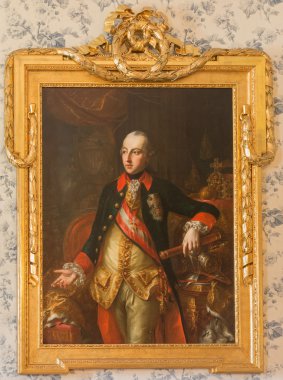 Saint Anton, Slovakya - 26 Şubat 2014: Avusturya imparatoru II. Joseph 18 bilinmeyen sanatçı tarafından Saint Anton sarayında portresi. yüzde.