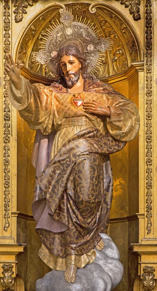 Granada, Španělsko - 29 května 2015: Vyřezávané a polychromovaná socha The slyšel Ježíše v kostele skutečné Colegiata de San Hipolito od Sancheze Castinez drom 19. cent. — Stock fotografie
