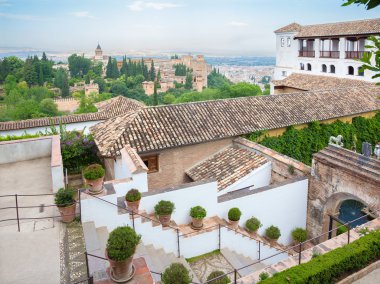 GRANADA, SPAIN - MAY 30, 2015: The outlook from the Generalife palace to Alhambra.