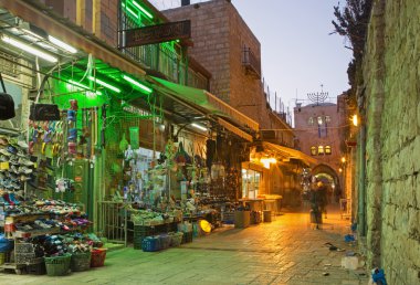 JERUSALEM, ISRAEL - MARCH 6, 2015: The market street in old town at full activity.
