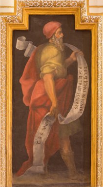 CORDOBA, SPAIN - MAY 27, 2015: The fresco of prophet Jonah from 17. cent. by Cristobal Vela and Juan Luis Zambrano  in church Iglesia de San Augustin.