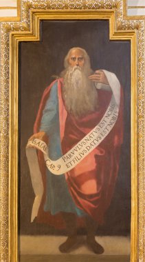 CORDOBA, SPAIN - MAY 27, 2015: The fresco of prophet Isaiah in church Iglesia de San Lorenzo from 15. cent. by unknown artist clipart