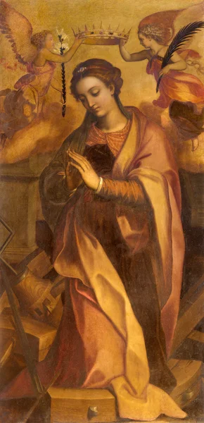 ROME, ITALY - MARCH 26, 2015: The painting of st. Katherine in chapel of st. Katherine of Alexandria by Marcello Venusti (1550 - 1560) in Basilica di Sant Agostino (Augustine). — Stock Fotó