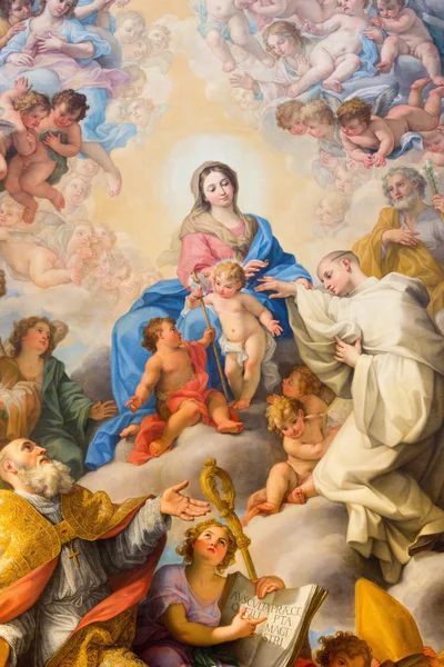 ROMA, ITALIA - 25 DE MARZO DE 2015: Pintura del matrimonio místico de San Roberto con Nuestra Señora de Giovanni Odazzi (1663 - 1731) en la iglesia Chiesa di San Bernardo alle Terme . —  Fotos de Stock