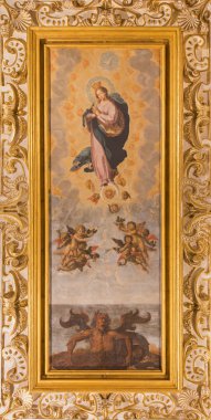 CORDOBA, SPAIN - MAY 26, 2015: The fresco of Immaculate Conception on the vault of church Iglesia de San Augustin from 17. cent. by Cristobal Vela and Juan Luis Zambrano.