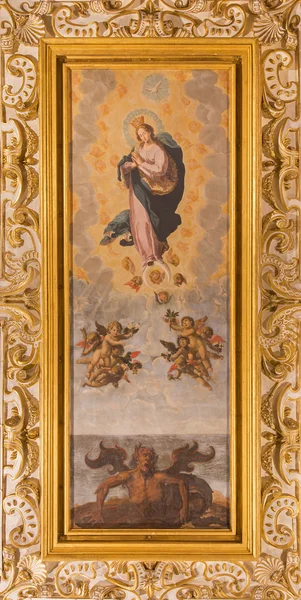 CORDOBA, ESPANJA - Toukokuu 26, 2015: Fresco of Immaculate Conception on the Holvissa kirkon Iglesia de San Augustin alkaen 17. sentti. Cristobal Velan ja Juan Luis Zambranon . — kuvapankkivalokuva