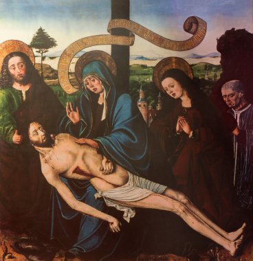 Granada, İspanya - 29 Mayıs 2015: Ortaçağ boya Pieta kilise Nuestra Senora de Las Angustias chapel Capilla izquierda del crucero içinde bilinmeyen sanatçı tarafından.
