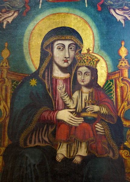 JERUSALEM, ISRAEL - MARCH 3, 2015: The Icon of Madonna from Church of the Holy Sepulchre by unknown artist. — Stock fotografie