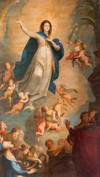 BANSKA STIAVNICA, ESLOVÁQUIA - FEVEREIRO 5, 2015: A pintura barroca de A Assunção da Virgem Maria na igreja paroquial pelo pintor de Viena Vincent Fisher (1811 ). — Fotografia de Stock