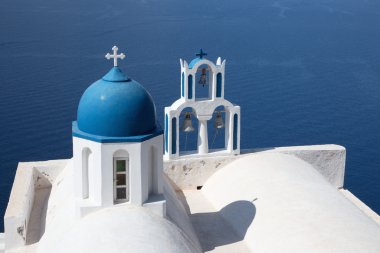 Santorini - genellikle küçük kilise Imerovigli Skaros altında Theoskepasti detay.