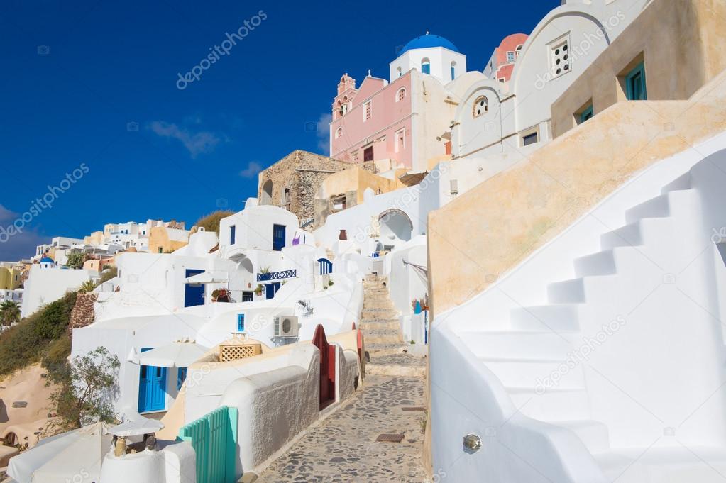 Santorini - The look from Oia with the white house stairs.