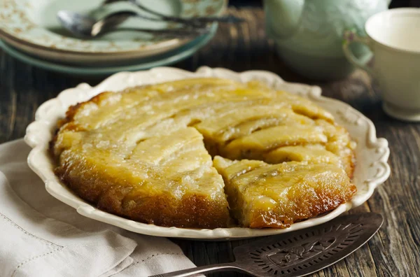 바나나-거꾸로 케이크 — 스톡 사진