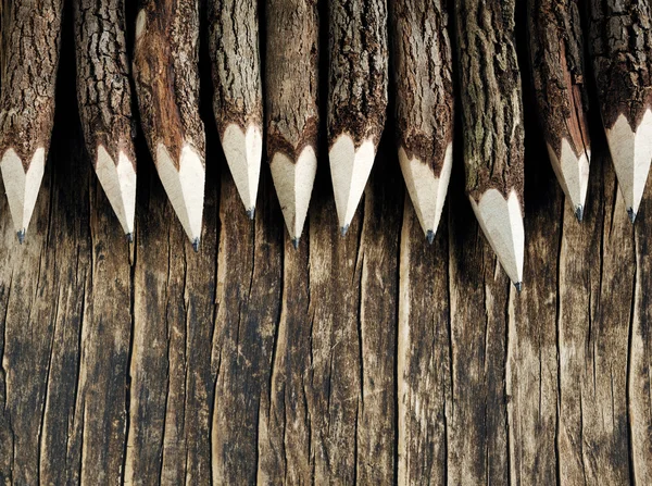 Set of pencils made of real wood tamarind trees — Stock Photo, Image