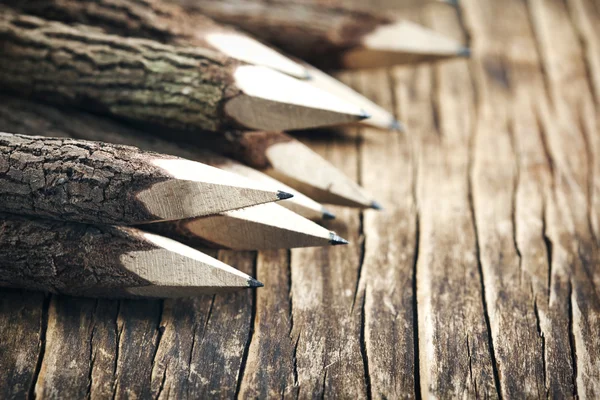 由真正的木材罗望子树做成的铅笔套装 — 图库照片