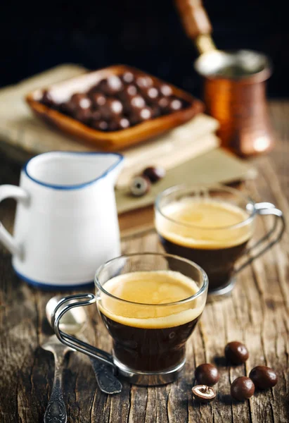 Café expresso. Duas xícaras de café . — Fotografia de Stock
