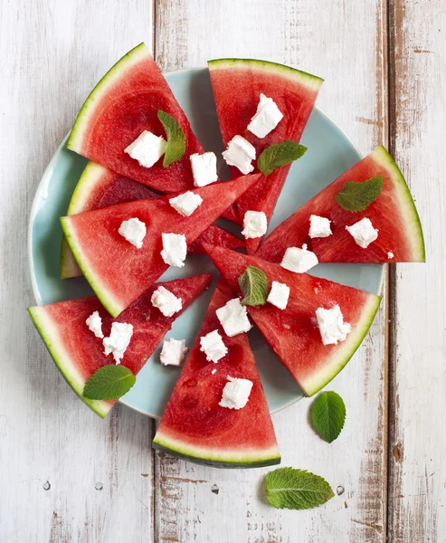 Watermelon and feta cheese — Stock Photo, Image