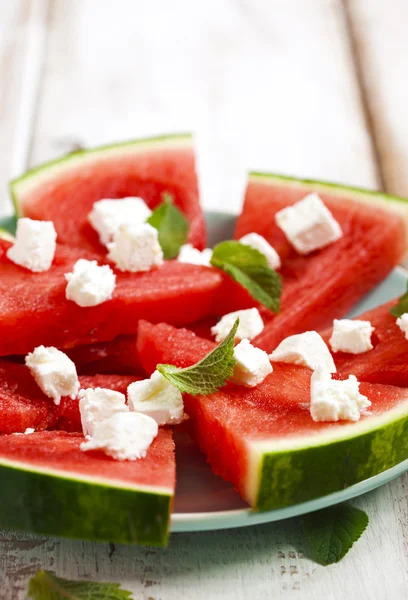 Watermelon and feta cheese — Stock Photo, Image