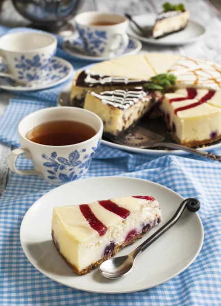 Käsekuchen. Teezeit. — Stockfoto